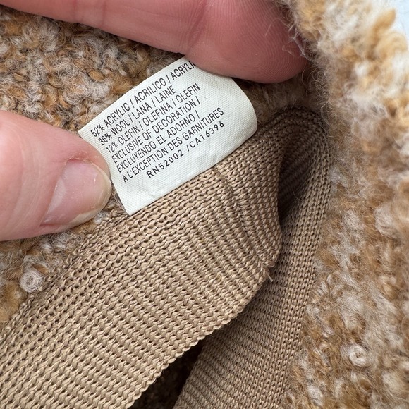Liz Claiborne Boucle Bucket Hat Tan Brown Ribbon Wool Blend Cloche OS VTG 90s‎ main image 9